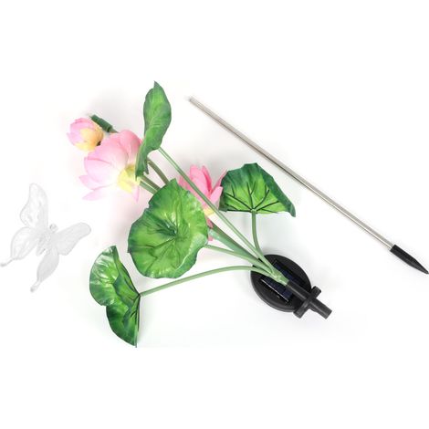 Lampada da giardino in stile – loto rosa + farfalla – luce – festival – comunità / villa / cortile