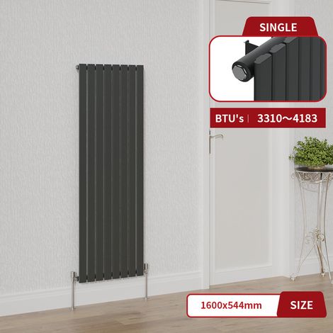 Warmehaus Anthracite Single Flat Panel Vertical Radiator 1600x544mm (1/5)