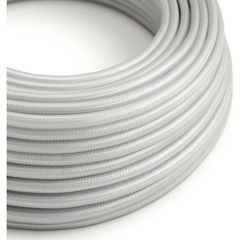 Creative-Cables Cavo elettrico rivestito in tessuto, Sezione 3 x 0,75 mm², Argento RM02, 1 m, Rotondo effetto seta