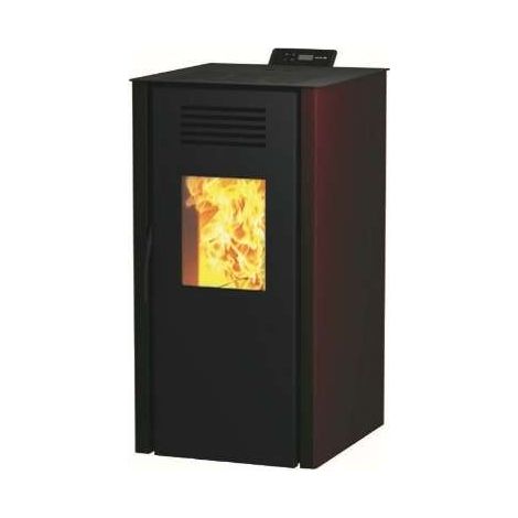 Invicta Stufa a Pellet Burano 8 kW Rosso - WiFi - 47x56x105 cm