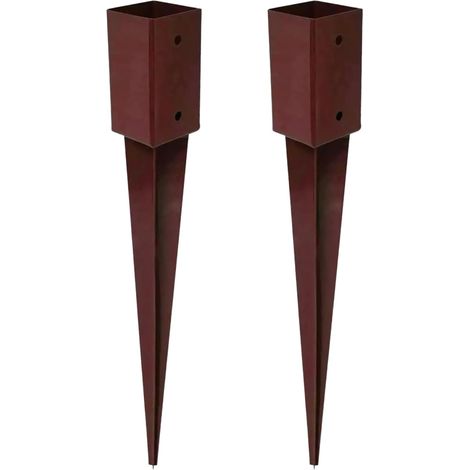 Fence Post Spikes 2 Pack 750mm x 75mm Heavy Duty Steel Drive In Fence Post Support Holders Powder Coated No Dig