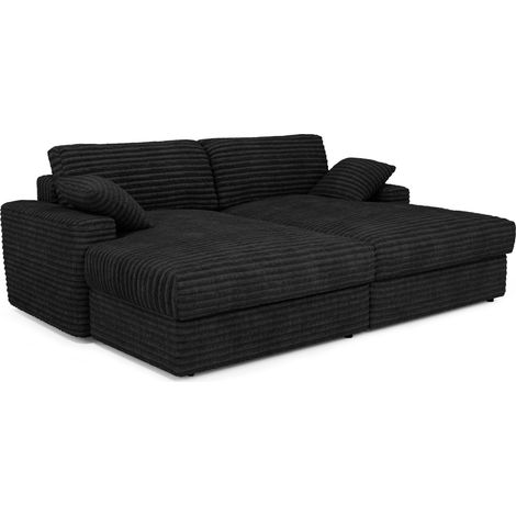 Canapé 4 places en velours côtelé xxl noir PLUM (1/5)