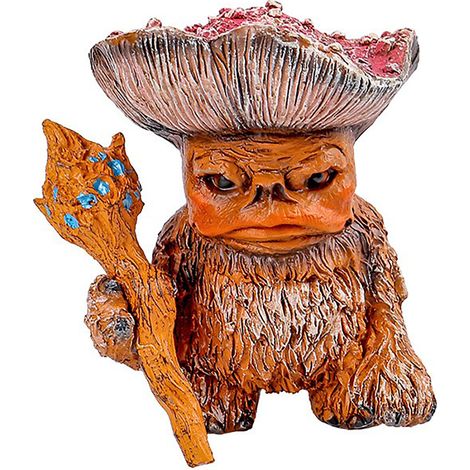 Figurine Gardien de Champignon Gobelin Animé - Ornement Décoratif Cute Monster en Résine - Version Orange - Ornament Craft Détaillé (7 cm)