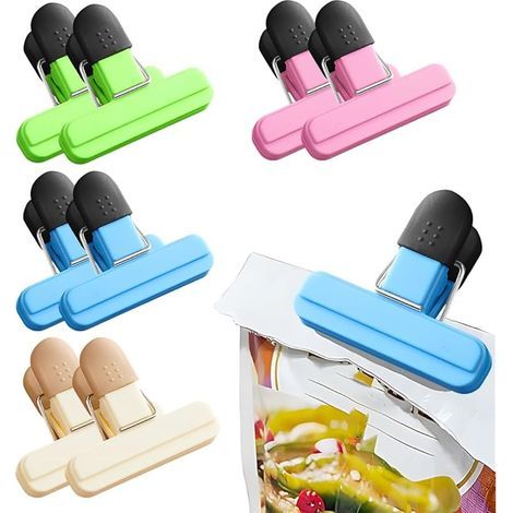 Pince Alimentaire,8 Pièces Pince Emballage Plastique Fermeture Sachet Clip Pinces pour Sachets Clips de Fermeture,Cuisine Pinces à Sac Clip D'étanchéité,Reutilisable Pince Fermeture Sachet Alimentaire (1/5)