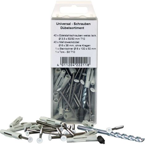 KGM Torx Schrauben Set Edelstahl weißer Kopf 40 Stück