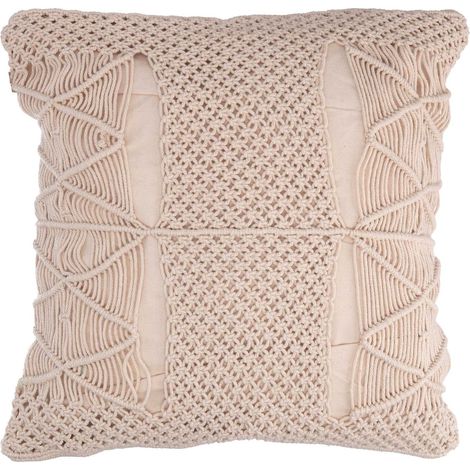 Fodera per Cuscino Decorativo Quadrato 40x40 cm in Tessuto Macramè Ecrù