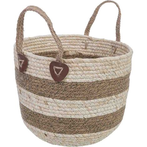 Cesto de fibra natural marrón D30.5x26.5h cm (1/5)