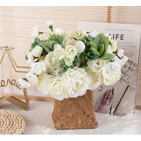 Fleur Artificielle - Rose Pivoine en Soie - 29 cm - Décoration Intérieure pour Chambre Salon Hôtel Bureau - 1 Bouquet (1/5)