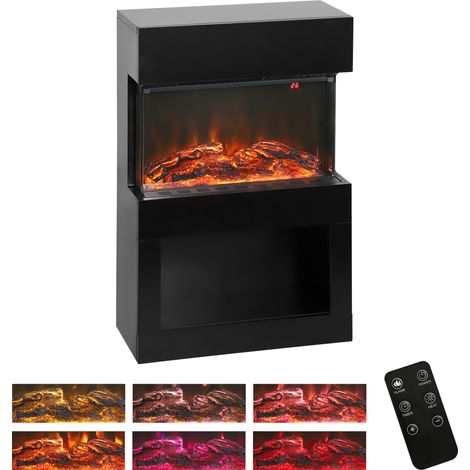 HOMCOM 1000W/2000W Electric Fire and Mantel with Remote & Timer, Black (1/5)