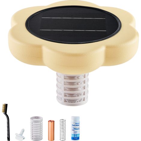 Mophorn Solarbetriebener Poolionisator 170343 L, Schwimmender Automatischer Wasserreiniger und -filter, Poolionisator im Blütenblattdesign mit Kupferanode, Feder, Bürste und Filter für Spas (1/5)