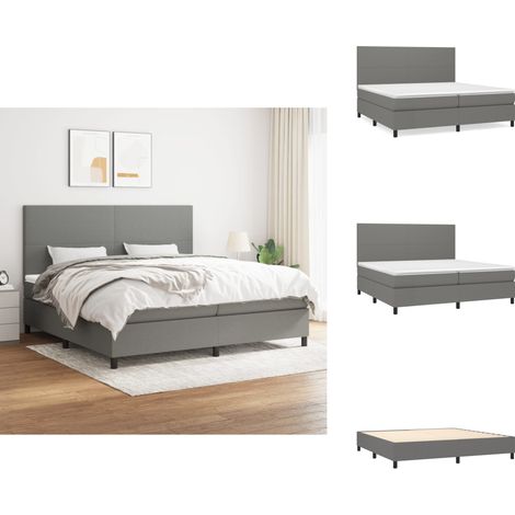 Boxspringbett mit Matratze Dunkelgrau 200x200 cm Stoff - Boxspringbett - Doppelbett - Bettenrahmen - Matratze - Liegekomfort (1/5)
