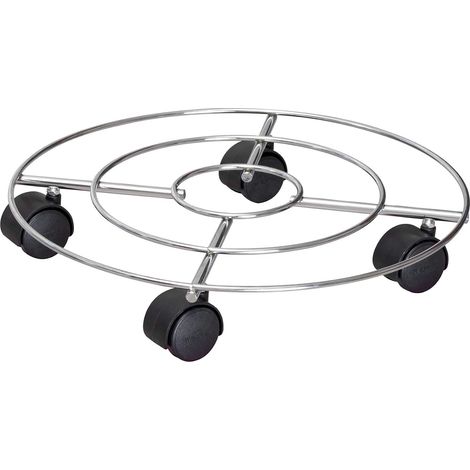 Support à roulettes pour Pot de Fleur Chrome, Ø 35 x 6,5 cm, Porte-Plante d'intérieur, Support Roulant pour Pot, Chromé Brillant, Capacité de Charge 60 kg - 20093201 (1/5)