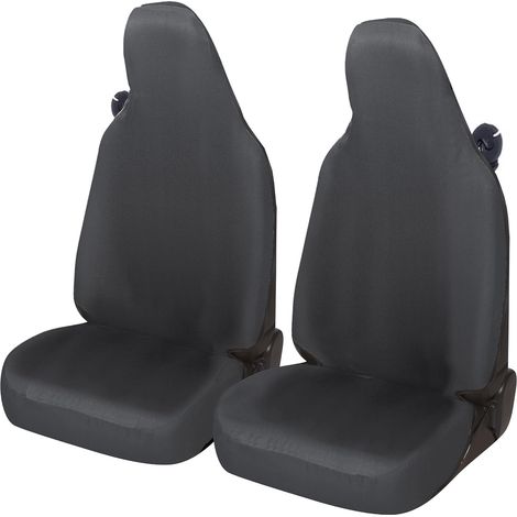 Lupex Shop – Coprisedili auto universali, compatibili per, per Smart, coppia anteriore, NO LOGO, in policotone, colore intero Grigio