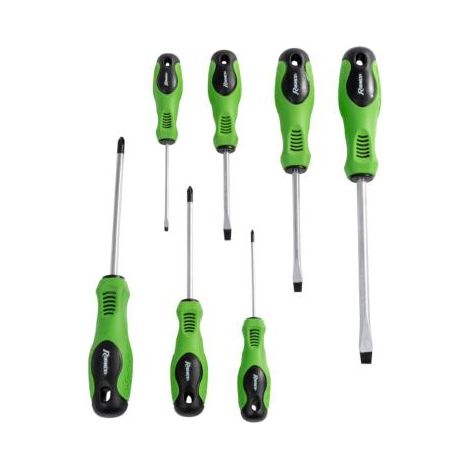 Ribitech – Lot de 7 tournevis cruciformes – Lames en chrome vanadium – Manche ergonomique bi-matière – Tête aimantée pour vissage rapide