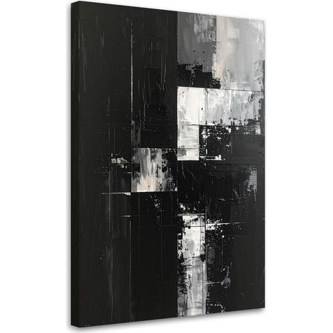 Cuadro sobre Lienzo Abstracción oscura en negro y gris con textura pictórica 20x30 (1/5)