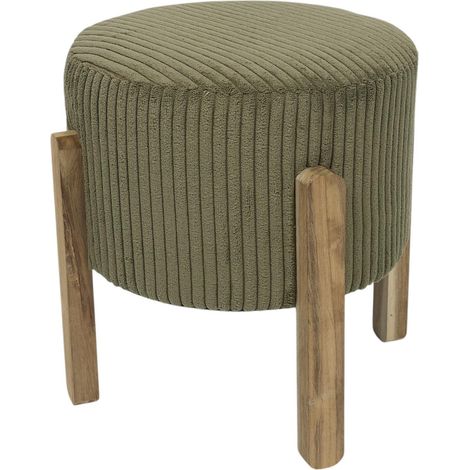 Tabouret Côtelé Rond "Scott" 35cm Vert