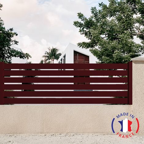 Packit – Clôture aluminium ajourée 6 lames – Dimensions L.2107mm x H.675mm – Couleur rouge RAL 3004 – Résistante aux UV et intempéries (1/2)
