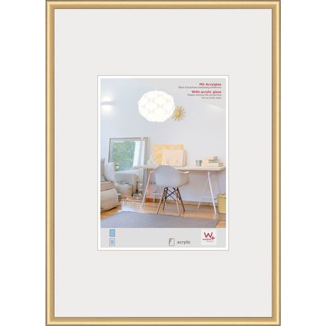 Cadre photo doré 40 x 60 cm avec verre d’art, cadre en plastique (1/5)