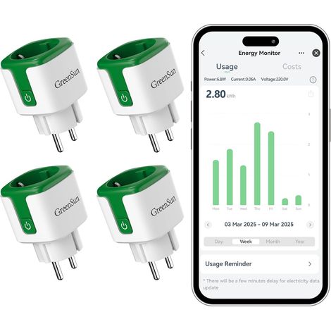 Prise Connectée Smart Life - 4PCS Prise Intelligente Programmable Prises Connectées Commande Vocale Compatible avec et Compteur d'Énergie Télécommande APP Tuya, 2,4GHz WiFi (1/3)