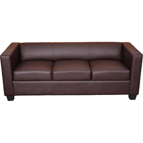 [NON UTILIZZATO] Divano sofa 3 posti lounge moderno elegante serie Lille M65 75x191x70cm ecopelle marrone