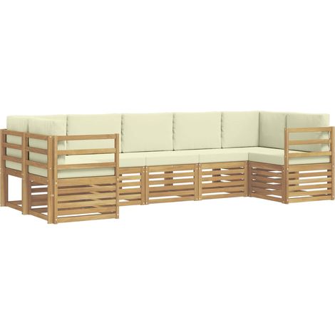 Ensemble de canapé d'angle 7 pcs Blanc et crème Polyester vidaXL (1/5)