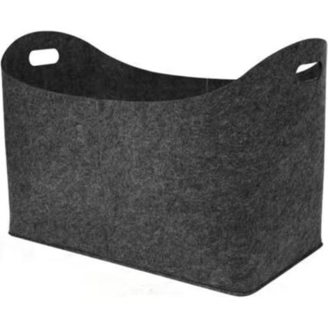 Ulisem Robuster Holzkorb mit Griffen – Filztaschen, Holzkorb mit Griffen, Filz-Aufbewahrungskorb für Zeitungen – Dunkelgrau (1/5)