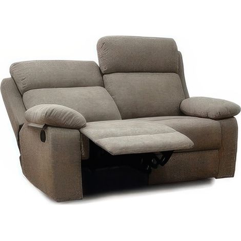 Divano Recliner 2 Posti 145 x 93 x 101 cm Beige con Struttura in Legno e Schiuma Riciclata Key