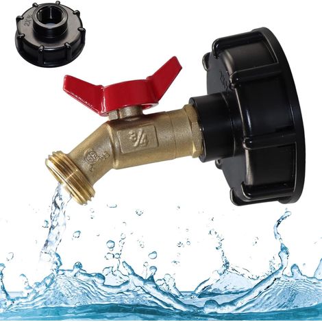 SJLERST Adaptateur de réservoir IBC S60x6, 1000L Ton Godet Joint Grossier Filetage 3/4" GHT Laiton Tuyau Robinet Valve Outil, Raccord de Valve de Remplacement de connecteur de Tuyau de réservoir d'eau (1/5)