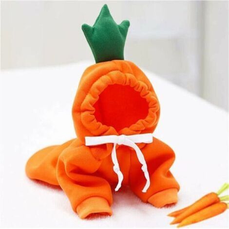 Vêtement à capuche pour chien - Manteau chaud en forme de carotte - Vêtement d'extérieur pour petits chiens, chats, chiots, petits animaux (Orange, S) (1/4)