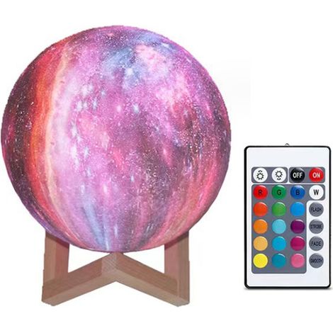 LX-1pcs Lumière Ciel Étoilé - 12 cm - Tactile 16 Couleurs + Claquement de mains + Télécommande (avec cadre en bois massif)