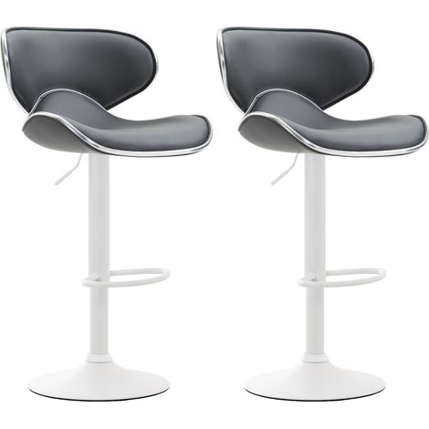 2er Set Barhocker Las Vegas Kunstleder grau weiß (1/4)