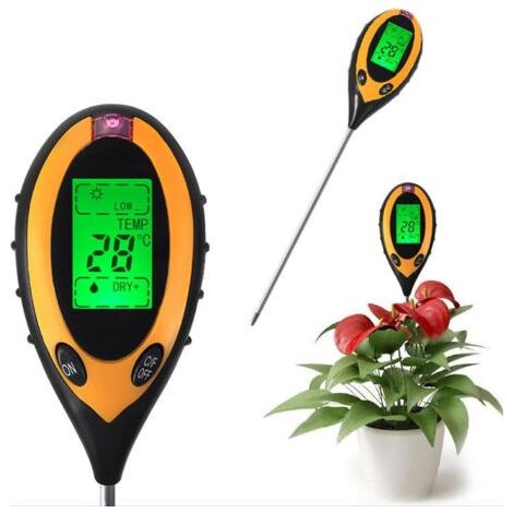Hygromètre 4 en 1 pour plantes – humidimètre numérique avec mesure du pH, de la température, de l’humidité et de la lumière – testeur d’humidité du sol – pour le jardinage (1/4)