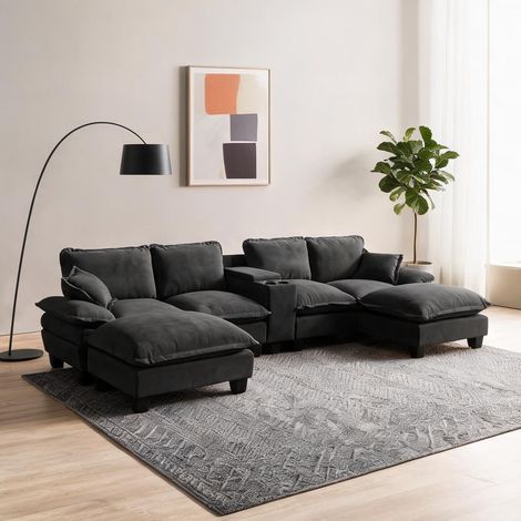Canapé modulable en U convertible avec rangements et ports USB (1/5)
