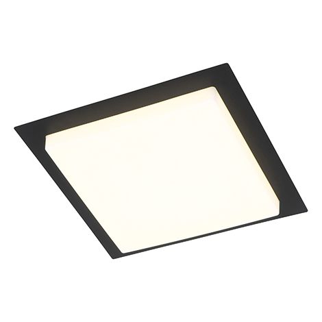 Moderne Deckenleuchte schwarzes Quadrat inkl. LED IP44 - Lys