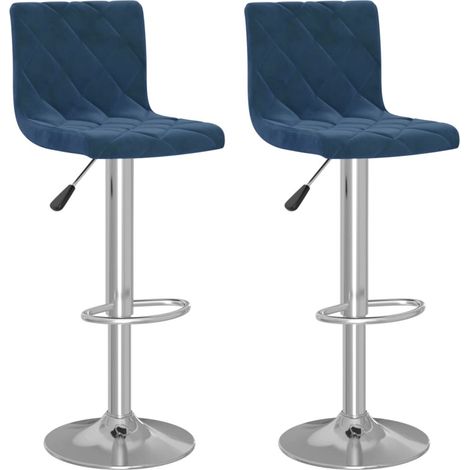 Sgabelli da Bar 2 pz Blu in Velluto vidaXL (1/5)