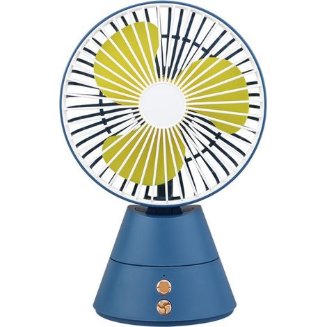 Ventilateur de bureau oscillant USB - bleu, rechargeable, convient aux chambres d'étudiants, aux tables de chevet, aux petits bureaux, etc.