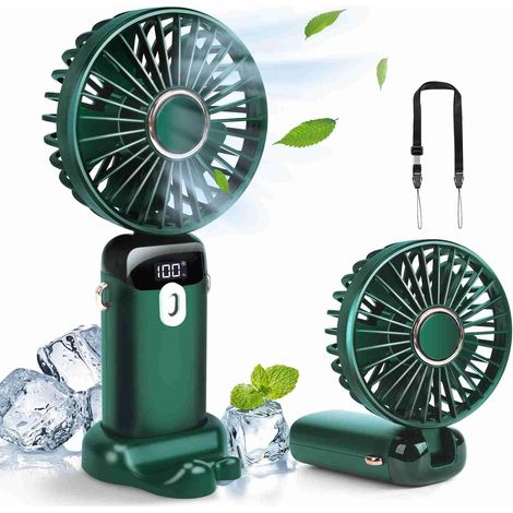 Ventilateur de main portable - Mini ventilateur électrique rechargeable avec 5 vitesses - Petit ventilateur portable 4000mAh alimenté par piles - Ventilateur de voyage silencieux personnel (1/5)