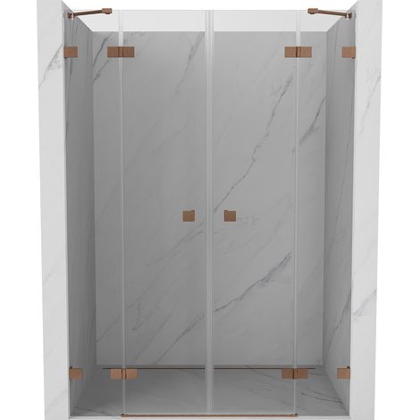Mexen Lunar Duo-Pendeltür für Dusche 170 cm, transparent, gebürstetes Kupfer - 834D-170-000-65-00 (1/5)