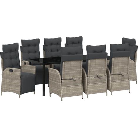 Maison Exclusive - Set da Pranzo per Giardino 9 pcs Grigio chiaro polyrattan