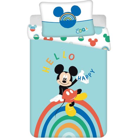 Parure copripiumino baby Mickey Rainbow lettino