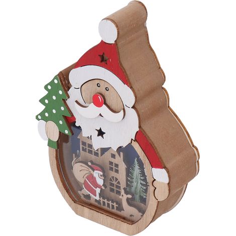 Ornement de Noël lumineux à LED, décorations de Noël en bois, cadeaux pour vitrine d'hôtel, vieil homme (1/5)
