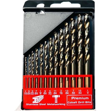 Kit de forets au cobalt (1/16-1/4 pouce, 13pcs) M35 forets à fleurs en acier haute vitesse pour acier inoxydable, métaux durs, fonte, plastique et bois (1/5)
