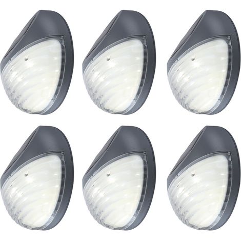 6er Set LED Solar Außen Garten Lampen Zaun Leuchten IP44 Beleuchtungen rund