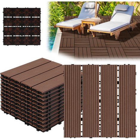 Wolketon 66 piastrelle da giardino ad incastro in legno composito WPC 30 x 30 cm, pavimentazione per esterni in stile classico