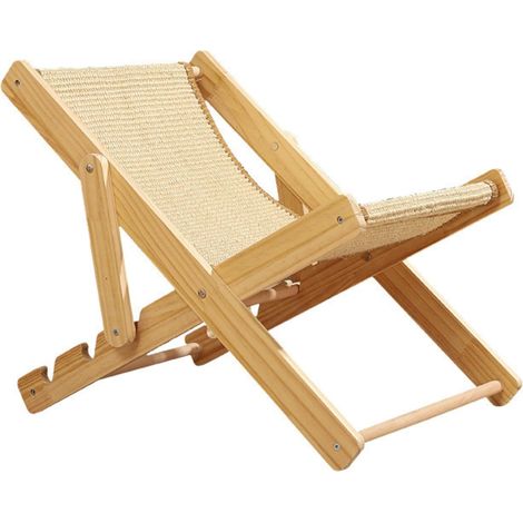 1 - Lit Pour Chat - Griffoir En Sisal - Réglable Sur 4 Niveaux - Cadre En Bois Naturel Pour Dormir Et Grimper - Intérieur - Bois - 62x33x40cm (1/5)