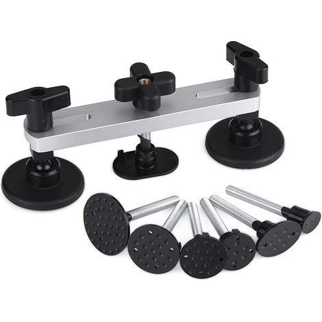 Kit de réparation de bosses sans peinture carrosserie, extracteur à pont avec ventouses, lot de tirettes argent pour débosselage grêle (1/5)