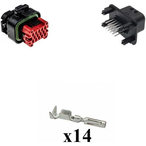 Kit Connettore Ampseal Maschio Femmina 14 Vie Nero da circuito stampato