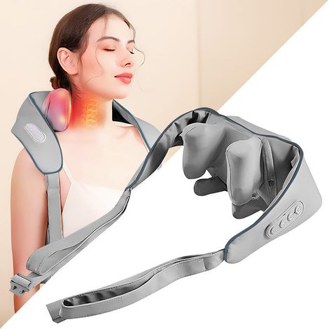 Nacken- und Schultermassagegerät – Shiatsu, 5D-Handmassage, 6 Massageköpfe, 3 Modi und 3 Geschwindigkeitsstufen. Kabellos, USB-C-Ladeanschluss. (1/5)