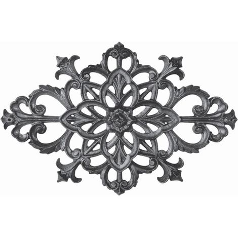 Palmette avec détail floral en fonte - Hauteur 240mm Longueur 370mm - À visser avec taraudage M5 (4,2mm) - DECO FER FORGE