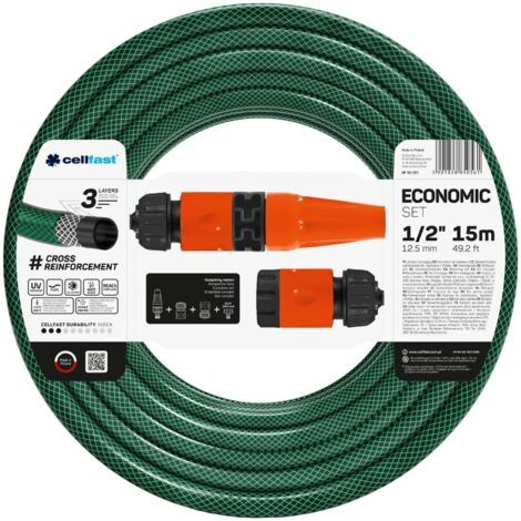 Kit d'irrigation : Tuyau, buse et connecteur ECONOMIQUE - 15 Mètres de Ø1/2" (12,5mm)